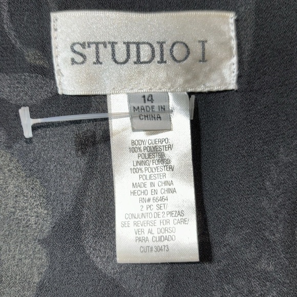 BOGO STUDIO 1 Black/Yellow/Gray Floral V-Neck Dress Size 14 NWOT - Picture 11 of 12